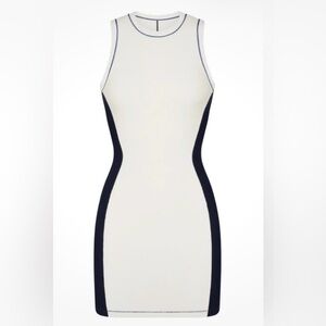 NWT SKIMS Ribbed Body-Con Dress – Marble/Navy, Size XS
